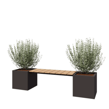 Čelična tegla za cvijeće - Kvadrat - 221,2 x 50 x 50 cm - RAL7016 mat (antracit siva) - S donjom pločom - S klupicom