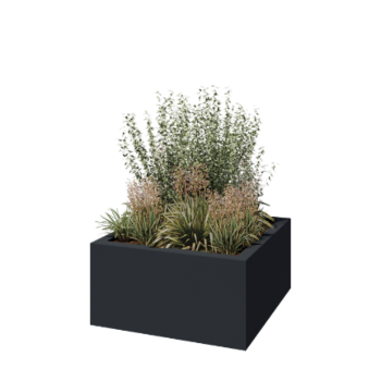 Stakloplastična tegla za cvijeće - Kvadrat - 120 x 120 x 60 cm - RAL7016 mat (antracit siva) - S dnom