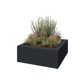 Stakloplastična tegla za cvijeće - Kvadrat - 160 x 160 x 60 cm - RAL7016 mat (antracit siva) - S dnom