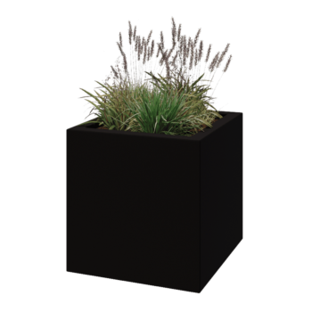 Stakloplastična tegla za cvijeće - Kvadrat - 70 x 70 x 70 cm - RAL9005 mat (crna) - S dnom