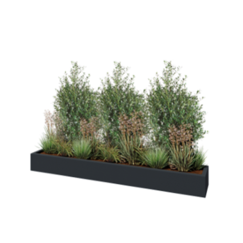 Stakloplastična tegla za cvijeće - Pravougaonik - 200 x 30 x 20 cm - RAL7016 mat (antracit siva) - S dnom