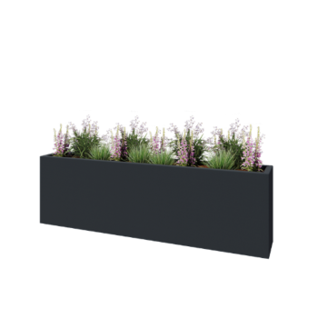 Stakloplastična tegla za cvijeće - Pravougaonik - 200 x 30 x 60 cm - RAL7016 mat (antracit siva) - S dnom