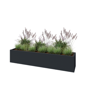 Stakloplastična tegla za cvijeće - Pravougaonik - 200 x 40 x 40 cm - RAL7016 mat (antracit siva) - S dnom