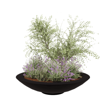 Stakloplastična tegla za cvijeće - Zdjela - Ø 153 x 34 cm - RAL9005 mat (crna) - S dnom