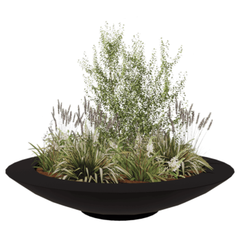 Stakloplastična tegla za cvijeće - Zdjela - Ø 200 x 40 cm - RAL9005 mat (crna) - S dnom