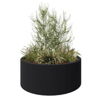 Stakloplastična tegla za cvijeće - Okrugli - Ø 150 x 60 cm - RAL7016 mat (antracit siva) - S dnom