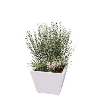 Čelična tegla za cvijeće - Konus - 60 x 60 x 41,5 cm - Zavareno - RAL9010 mat (bijela) - S donjom pločom
