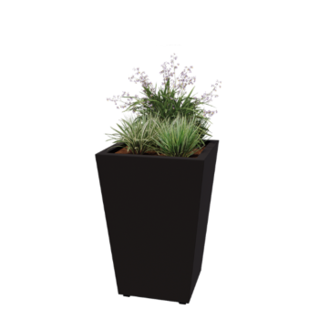 Čelična tegla za cvijeće - Konus - 60 x 60 x 81,5 cm - Zavareno - RAL9005 mat (crna) - S donjom pločom