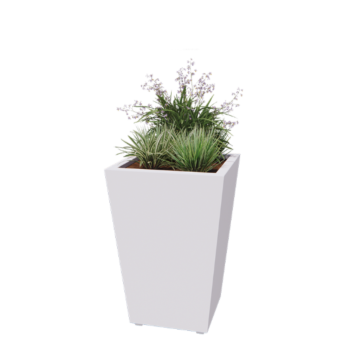 Čelična tegla za cvijeće - Konus - 60 x 60 x 81,5 cm - Zavareno - RAL9010 mat (bijela) - S donjom pločom
