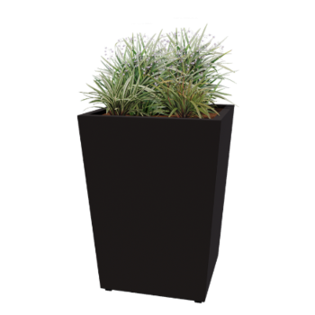 Čelik tegla za cvijeće - Konus - 80 x 80 x 101,5 cm - Zavareno - RAL9005 mat (crna) - S donjom pločom