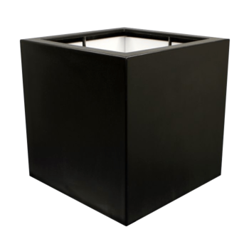 Stakloplastična tegla za cvijeće - Kvadrat - 120 x 120 x 120 cm - RAL9005 mat (crna) - S dnom