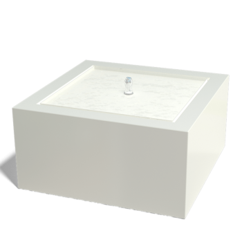 Aluminijski stol s vodom - Lyra - 80 x 80 x 40 cm - RAL9010 mat (bijela) - S LED osvjetljenjem