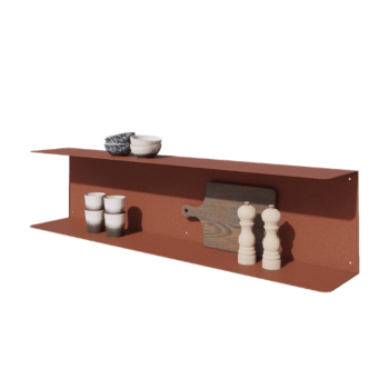 Čelična zidna polica - C-oblik - 120 x 20 x 28 cm - Corten look
