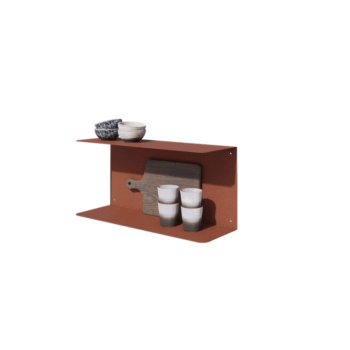Čelična zidna polica - C-oblik - 60 x 20 x 28 cm - Corten look