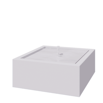 Aluminijski stol s vodom - Lyra - 100 x 100 x 40 cm - RAL9010 mat (bijela) - S LED osvjetljenjem