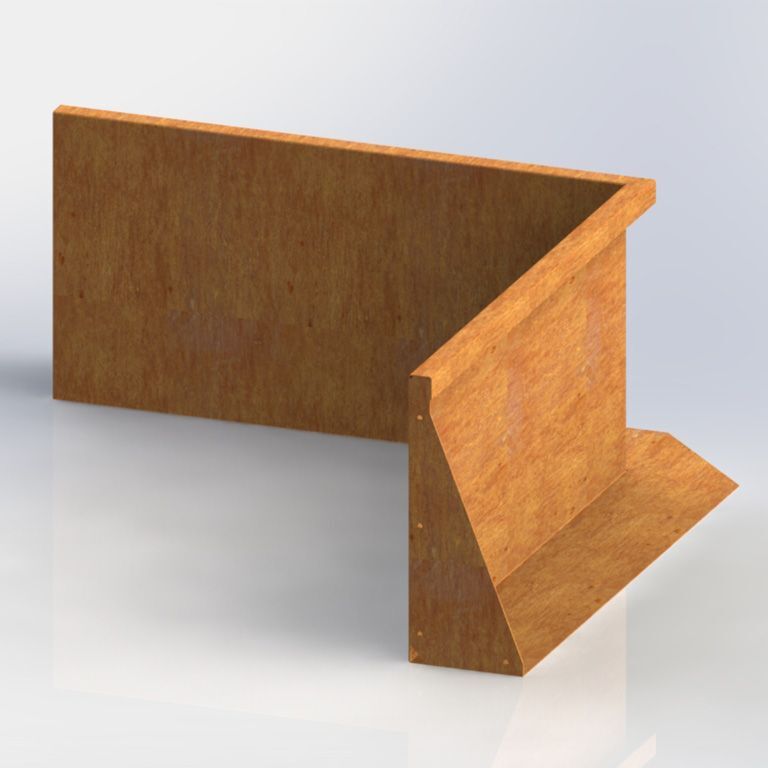 Corten čelik potporni zid - Unutarnji kut - 100 x 100 x 50 cm