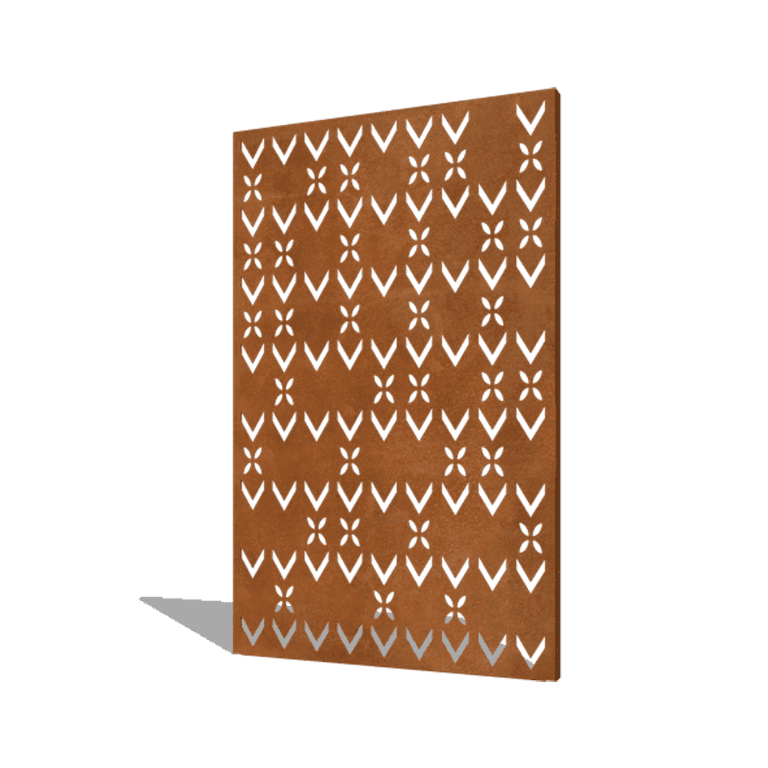 Corten čelični vrtni panel motiv krova kompozicija 3 120 x 6 x 190 cm
