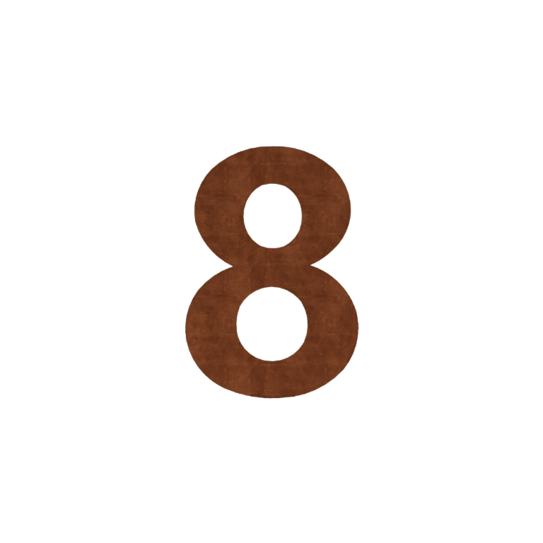 Corten čelik kućni broj 8 - 55,2 x 80 cm