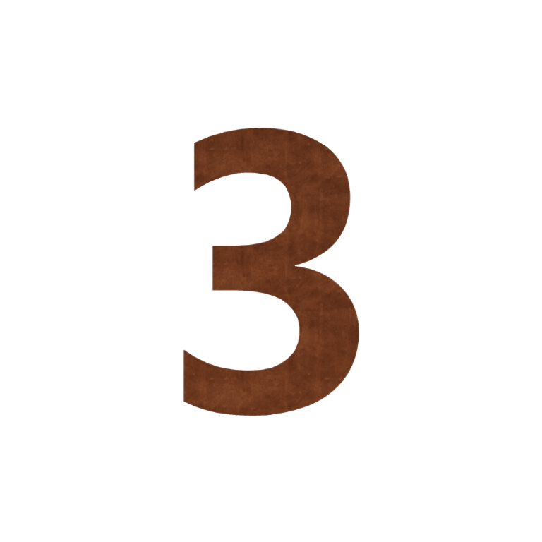 Corten čelik (ploča)kućni brojevi 3 - 15 cm