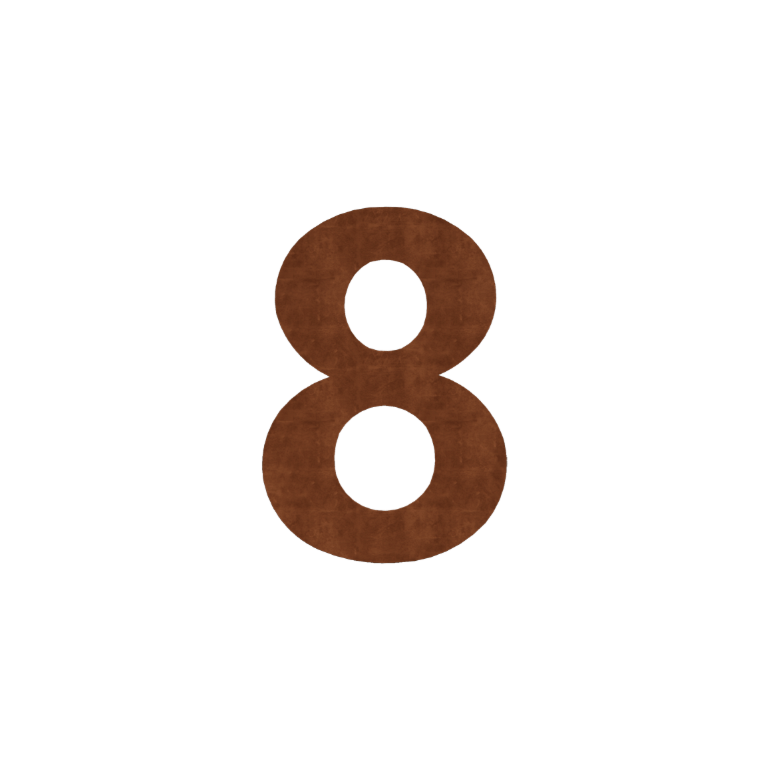 Corten čelik (ploča)kućni brojevi 8 - 15 cm