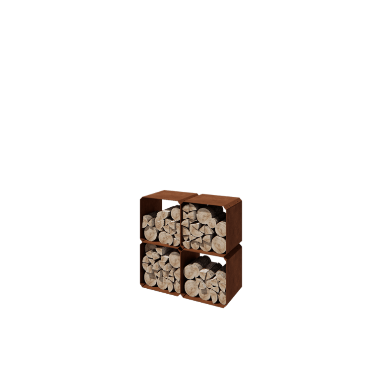 Corten čelik spremište za drva - Colorado 4 komada - 40 x 40 x 40 cm