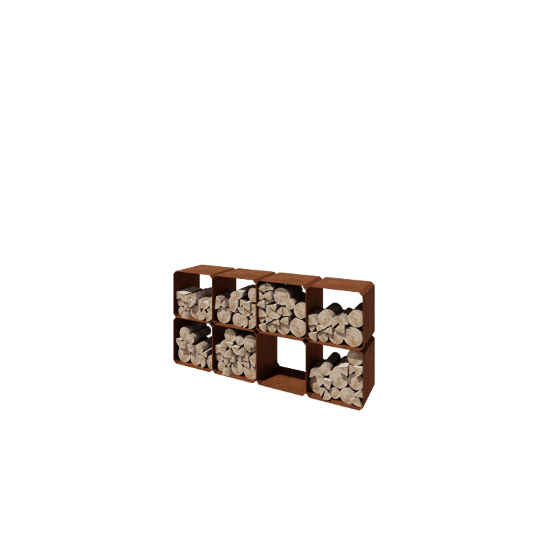 Corten čelik spremište za drva - Colorado 8 komada - 40 x 40 x 40 cm