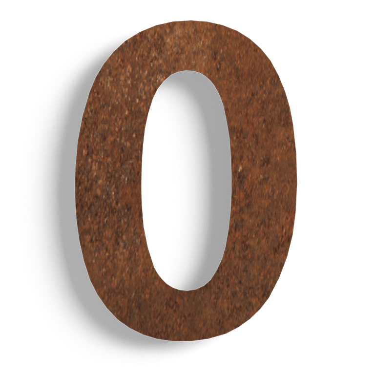 Corten čelik (ploča)kućni brojevi 0 - 15 cm