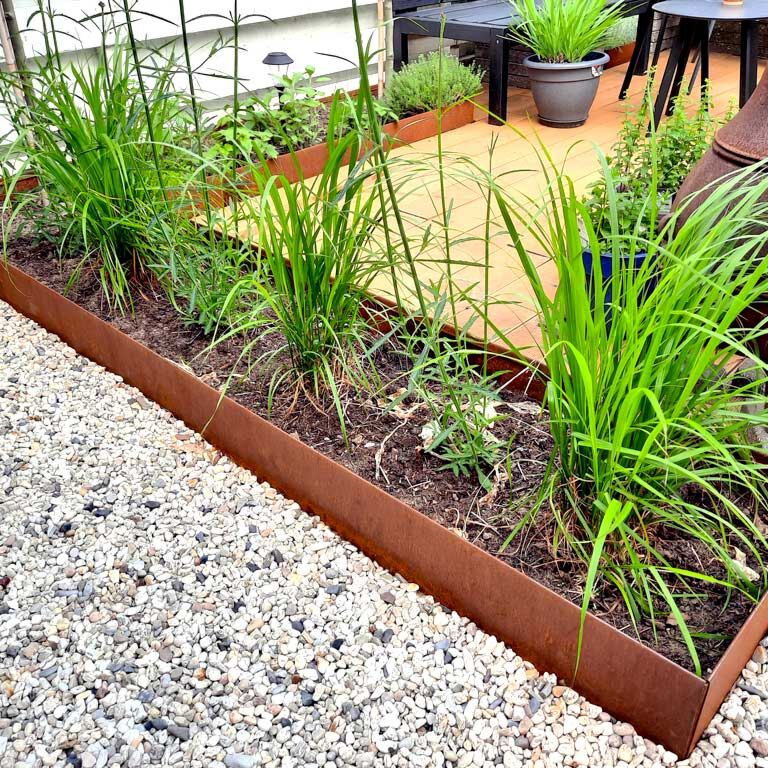Corten čelik vrtnog ruba - Zgnječen - Visina 23 cm - 240 cm