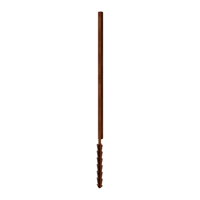 Stup od corten čelika - Kut s tlo-klinom - 190 x 6 x 6 cm