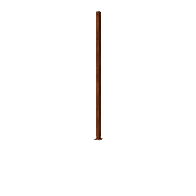 Stup od corten čelika - Kut s podnožnom pločom - 190 x 6 x 6 cm