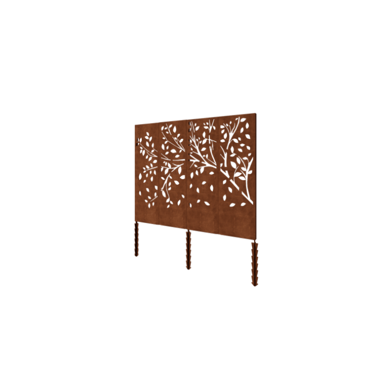 Panel od corten čelika drvo kompletni set 240 x 6 x 190 cm