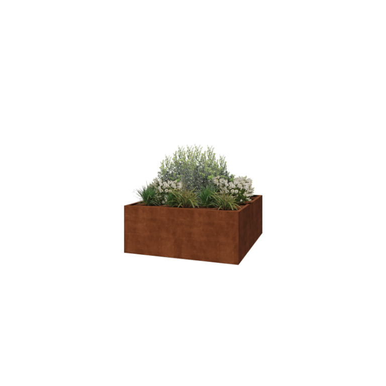 Corten čelik tegla za cvijeće - Kvadrat - 200 x 200 x 80 cm - Zavareno - Bez donje ploče