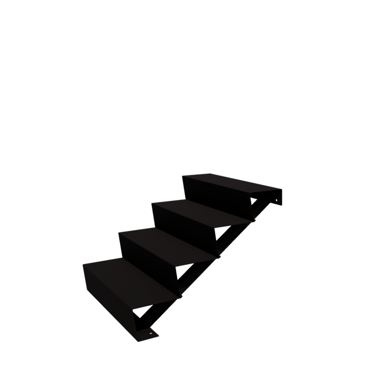 Čelične vrtne stepenice - 4-stepenice - 48 x 80 x 68 cm - RAL9005 mat (crna)