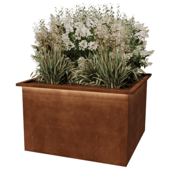Zavarena corten čelična tegla za cvijeće Alabama s LED svjetlima 120 x 120 x 80 cm