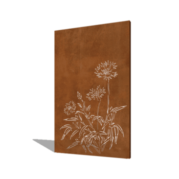 Corten čelični vrtni panel plavi cvijet 120 x 6 x 190 cm