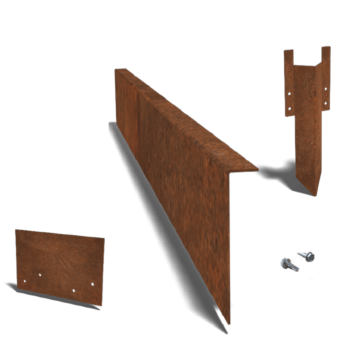 Corten čelične rubnjaci za travnjak kutno 12 cm kompletna oprema po 15 metara