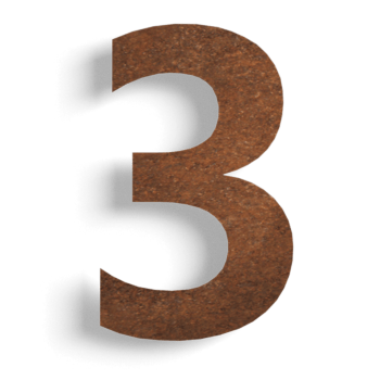 Corten čelik (ploča)kućni brojevi 3 - 15 cm