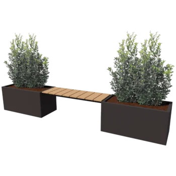 Čelična tegla za cvijeće - Pravokutnik - 321,2 x 50 x 50 cm - Druga RAL boja - Bez donje ploče - S klupicom