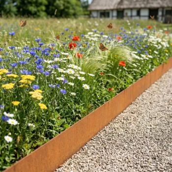 Corten čelik vrtnog ruba - Zgnječen - Visina 23 cm - 150 cm