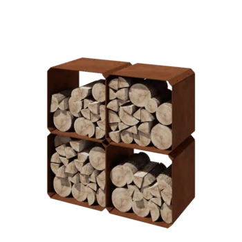 Corten čelik spremište za drva - Colorado 4 komada - 40 x 40 x 40 cm
