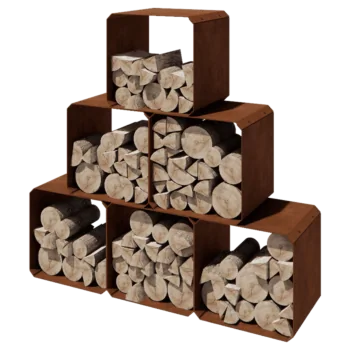 Corten čelik spremište za drva - Colorado 6 komada - 40 x 40 x 40 cm