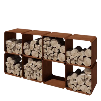 Corten čelik spremište za drva - Colorado 8 komada - 40 x 40 x 40 cm