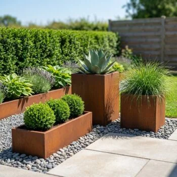 Corten čelik tegla za cvijeće - Pravokutnik - 100 x 30 x 30 cm - S donjom pločom