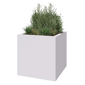 Stakloplastična tegla za cvijeće - Kvadrat - 120 x 120 x 120 cm - RAL9010 mat (bijela) - S dnom
