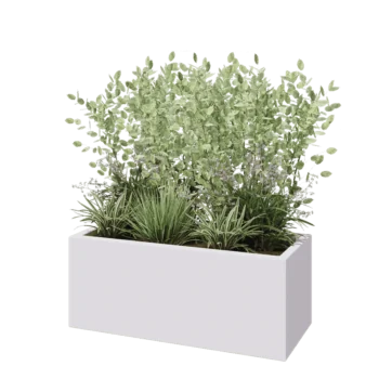 Stakloplastična tegla za cvijeće - Pravougaonik - 100 x 40 x 40 cm - RAL9010 mat (bijela) - S dnom