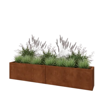 Corten čelik tegla za cvijeće XXL - Pravokutnik - 200 x 30 x 40 cm - S donjom pločom