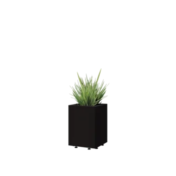 Čelična tegla za cvijeće - Kvadrat - 30 x 30 x 40 cm - RAL9005 mat (crna) - S donjom pločom - S nogama