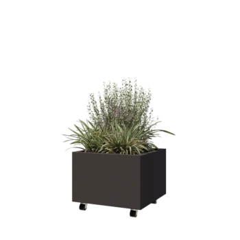 Čelična tegla za cvijeće - Kvadrat - 60 x 60 x 40 cm - Druga RAL boja - S donjom pločom - S kotačima