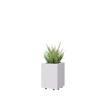 Čelična tegla za cvijeće - Kvadrat - 30 x 30 x 40 cm - RAL9010 mat (bijela) - S donjom pločom - S nogama