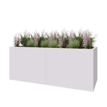 Čelična tegla za cvijeće XXL - Pravokutnik - 200 x 80 x 80 cm - RAL9010 mat (bijela) - S donjom pločom
